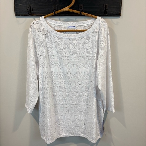 NWT Peter Nygard White Sheer Lace Pullover Top Size XL - Picture 1 of 7
